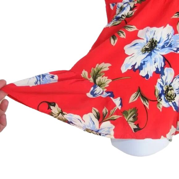 XHILARATION Romper, M, Spag Straps, Faux Wrap, Red Floral, Pockets - Picture 5 of 10